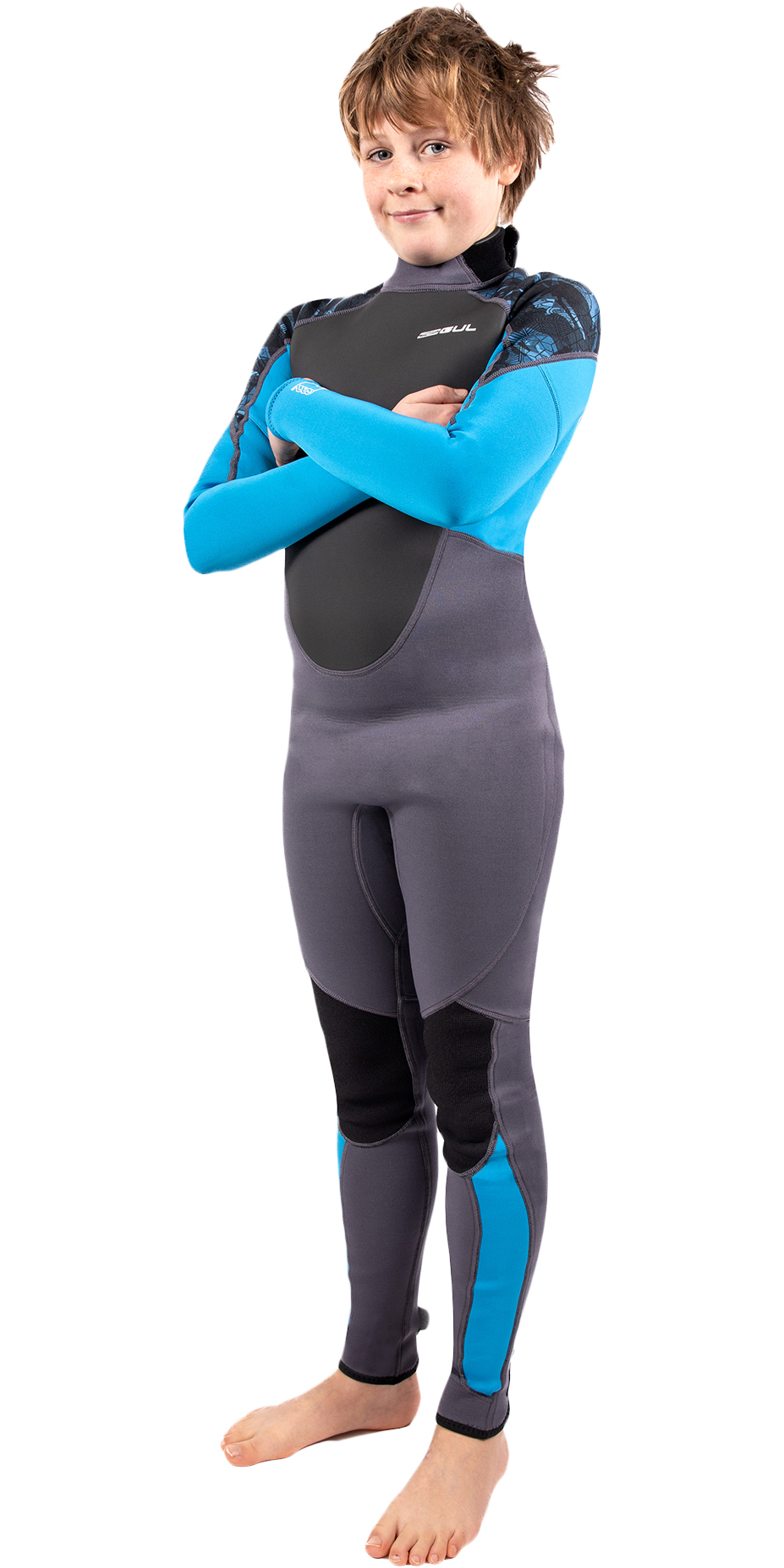 2025 Gul Junior Response 3/2mm Flatlock Back Zip Wetsuit RE1322-C1 - Grey / Blue